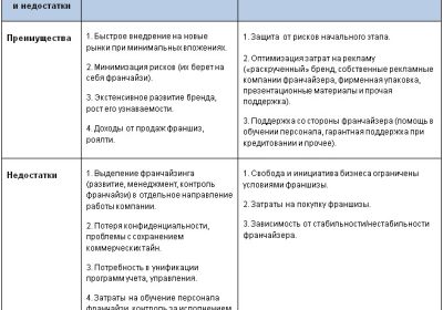 Франшиза: преимущества, недостатки и анализ отзывов